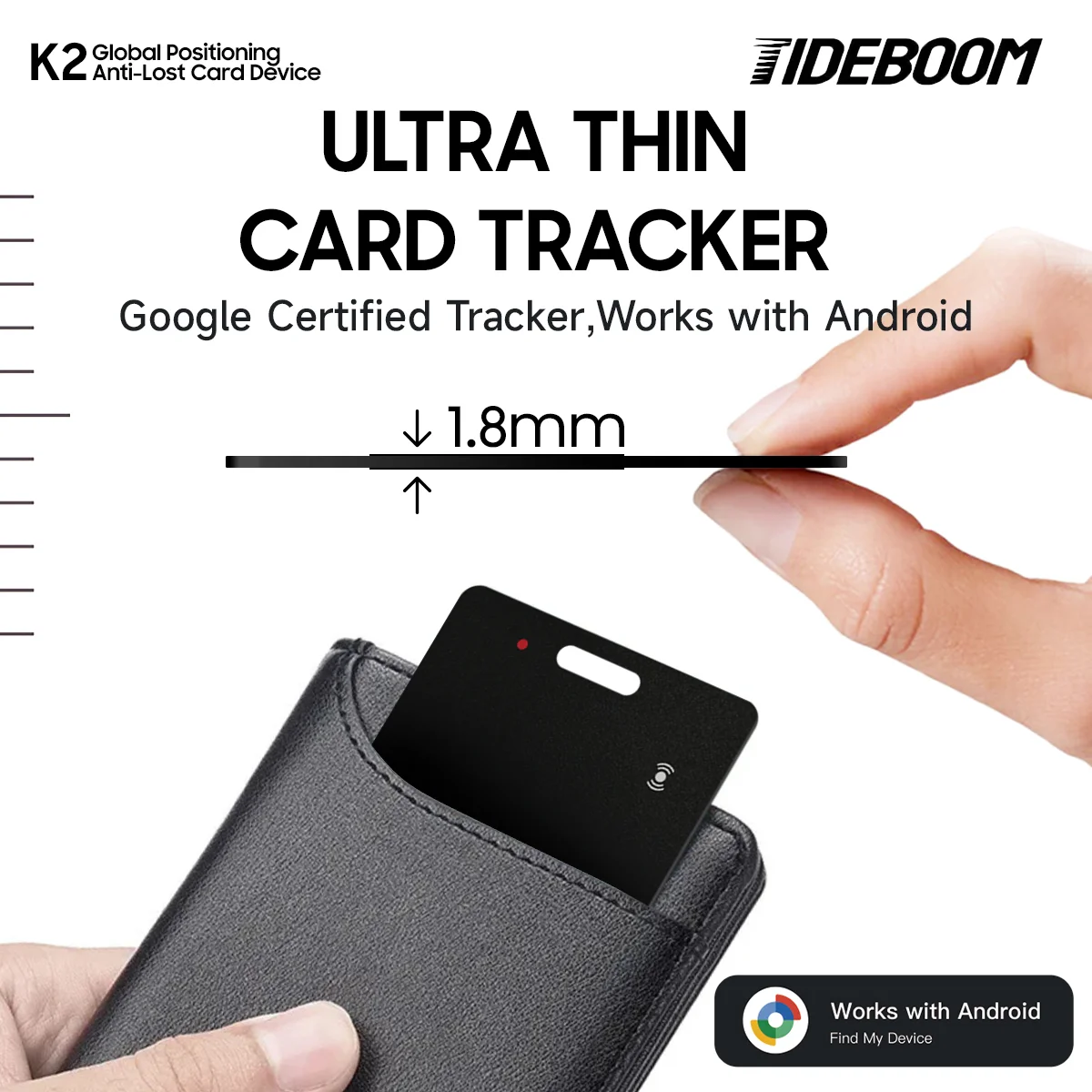 Ultra thin Global GPS Android Tracker Card wireless charging Waterproof Smart Wallet Tracker Card with Google Find My Device App - Image 3