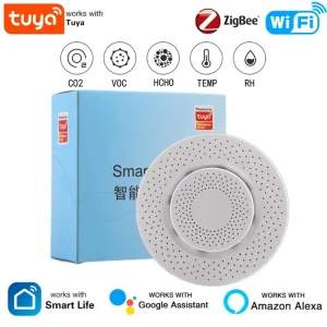 Tuya Zigbee/WiFi Air Quality Sensor Smart Air Box CO2 Meter Formaldehyde VOC Temperature Humidity Sensor Via Alexa Google