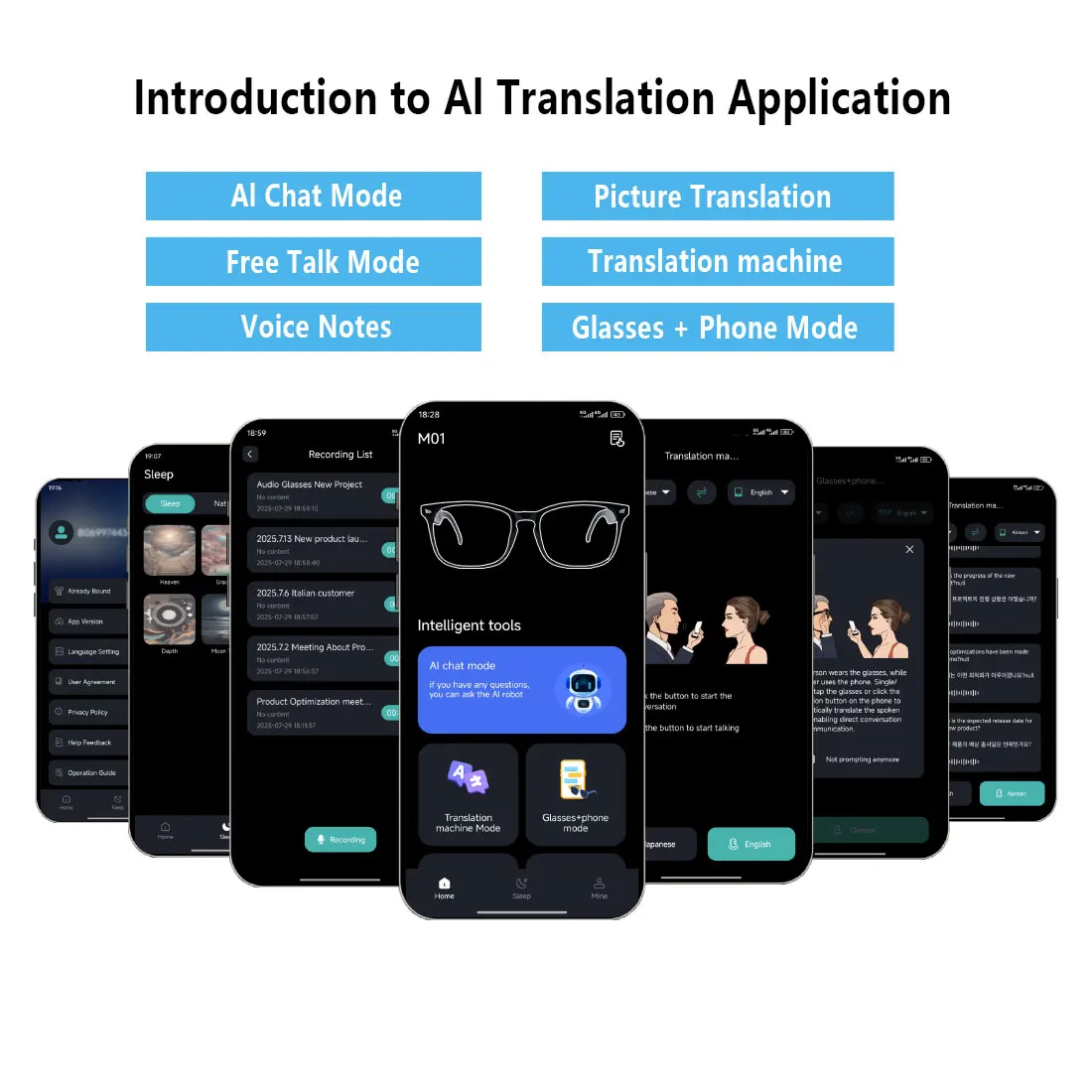 Smart glasses, app translation, color-changing lenses, high-definition voice calls, Hi-Fi music quality, open-ear audio glasses - Image 4