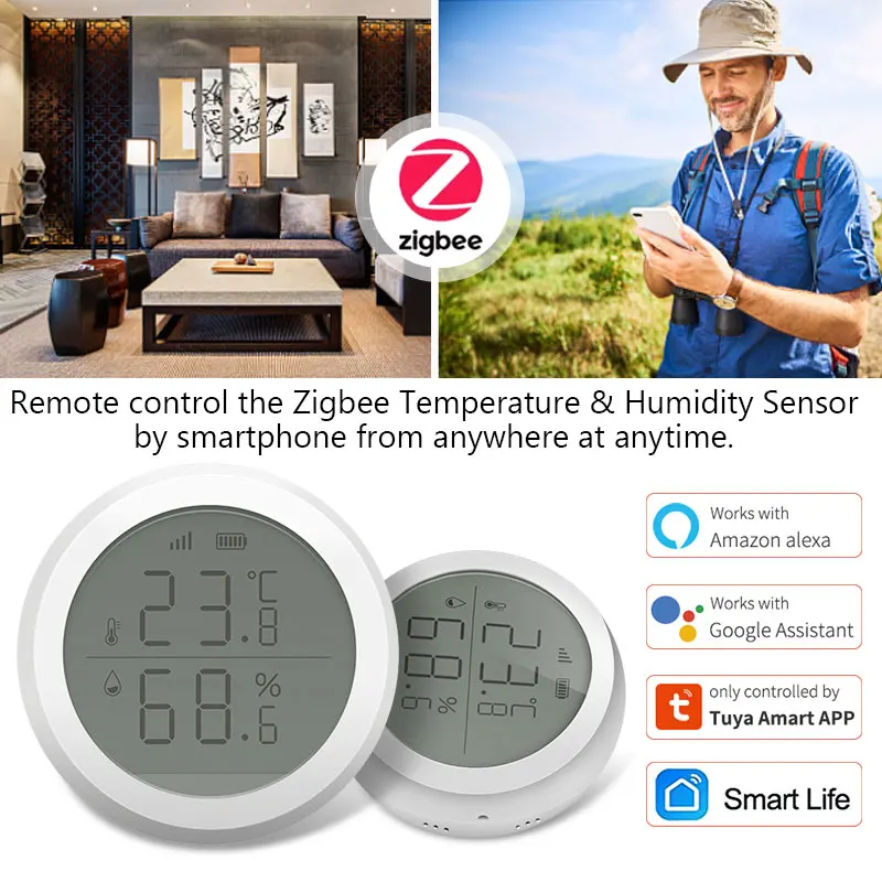 Tuya Smart ZigBee Temperature And Humidity Sensor Wireless LED Screen Display Working With Google Assistant Tuya Zigbee Hub - Image 5