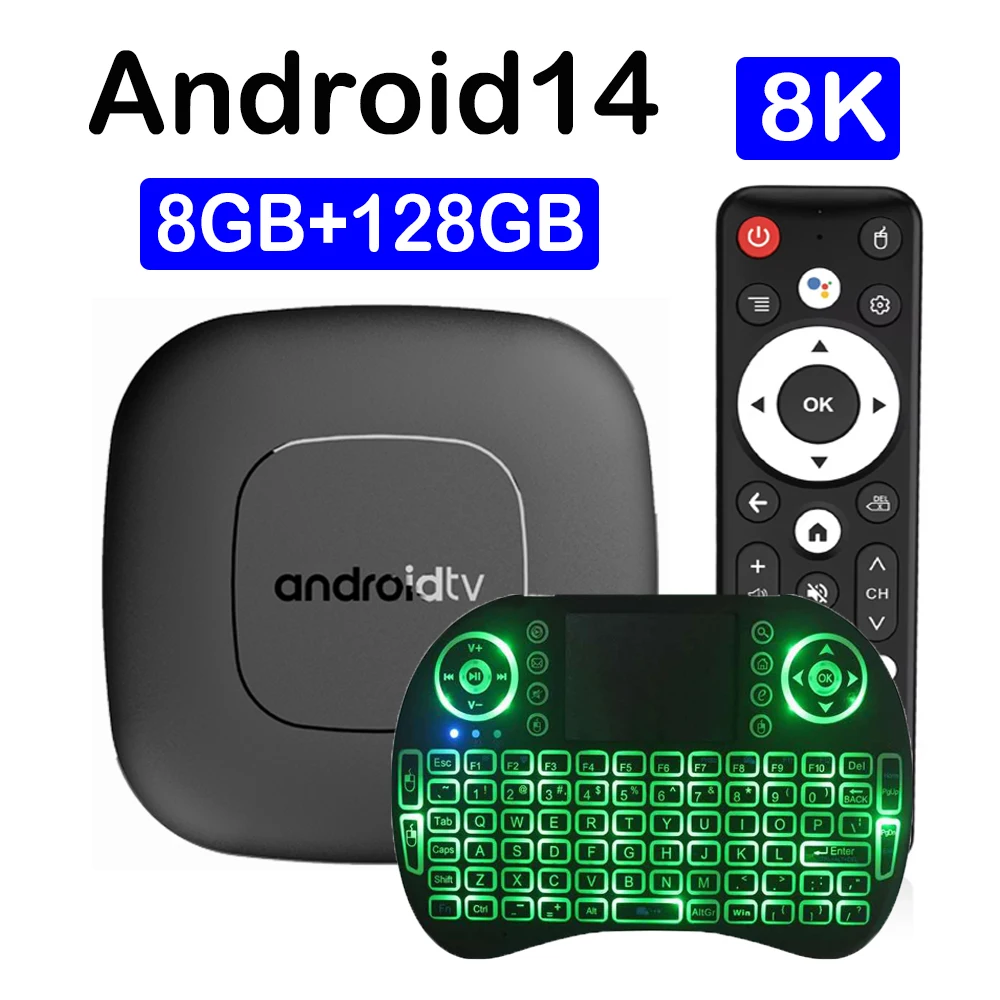 Smart TV Box 8GB 128GB Android 14 ATV Allwinner H313 Google Assistant 8K Video 4k HDR10 Media Player T1 Very Fast Set Top Box